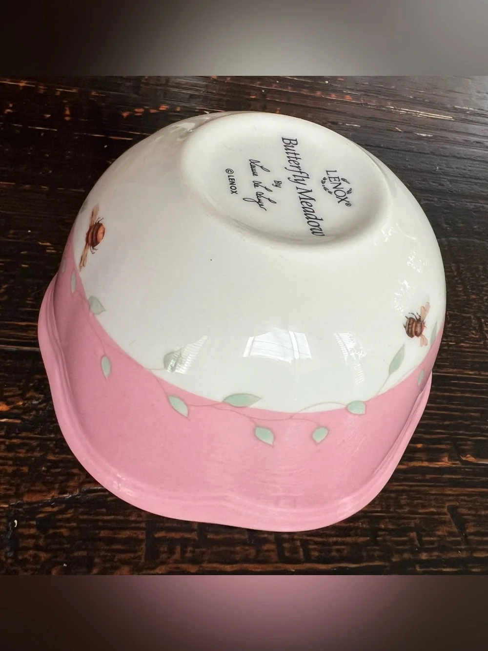 Butterfly Meadow by Lenox Pink fruit / ice cream bowl 4.75”